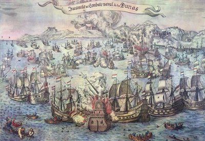 Downs-i csata, 1639. október 21. (színes metszet) alkotó: Spanish School