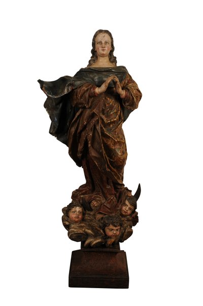 Faragott faszobor Szeplőtelen Fogantatás Madonnájáról, Spanyolország, 1750 körül (fa) alkotó: Spanish School