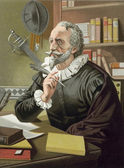 Cervantes a dolgozószobájában alkotó: Spanish School