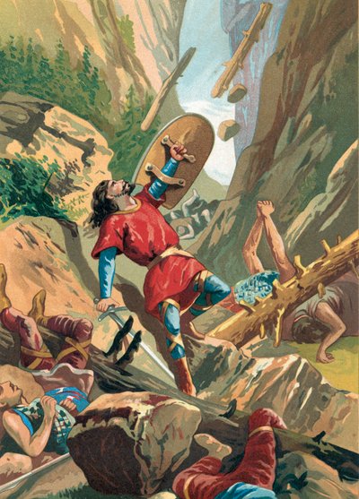 Nagy Károly seregeit Roncevaux-nál baszk törzsek támadják meg. alkotó: Spanish School