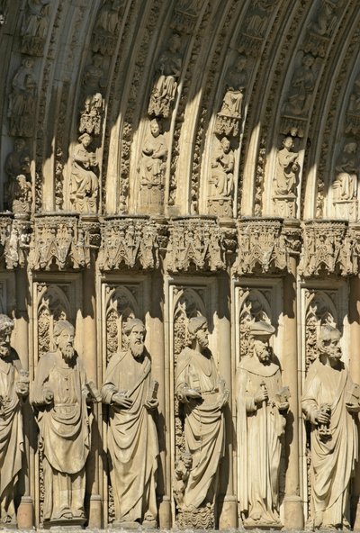Részlet a Megbocsátás Portáljából (Puerta del Perdon) a toledói székesegyház nyugati homlokzatának központi portáljából, 1418-ban kezdődött alkotó: Spanish School