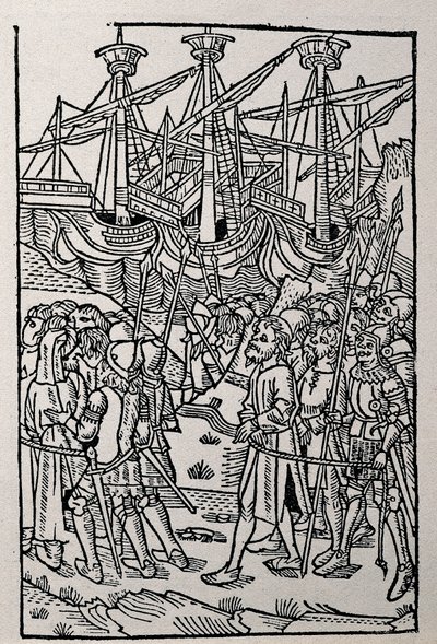 Metszet Vespasianus történetébe, 1495-ben Zaragozában nyomtatva (f/w illusztráció) alkotó: Spanish School