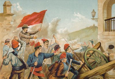 Harc köztársasági önkéntesek és katonák között, Sarria, Barcelona, 1874 alkotó: Spanish School