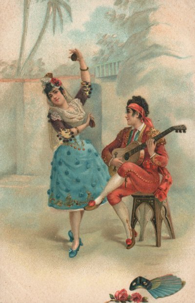 Flamenco (színes litográfia) alkotó: Spanish School