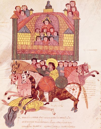 Fol.150v Jezabel halála, a Bibliából Mozarabe alkotó: Spanish School