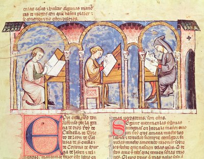 Fol.1v játékasztalkészítők, a játékok könyvéből, sakk, kocka és táblák, 1282 alkotó: Spanish School