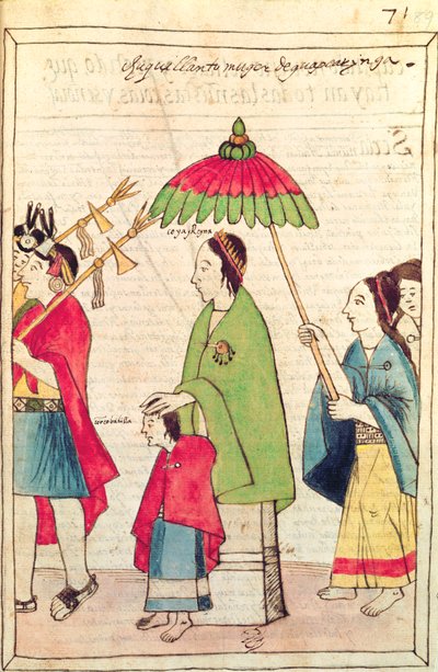 Egy inka királynő illusztrációja a "Historia y Genealogia Real de los Reyes Incas del Peru, de sus hechos, costumbres, trajes y manera de Gobierno" című könyvből, amely a Codice Murua (pergamen) néven ismert. alkotó: Spanish School