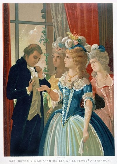 Marie-Antoinette és Cagliostro interjúja a Petit Trianonban alkotó: Spanish School