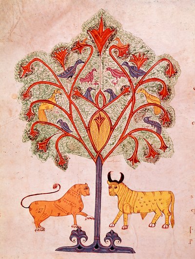 Egy mozarab biblia oldala: a Nabukodonozor fájának álma Daniel próféta magyarázatában alkotó: Spanish School