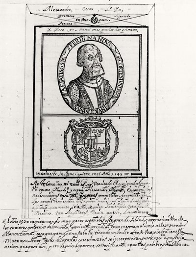 Hernando Cortes (1485-1547) és karjai portréja alkotó: Spanish School