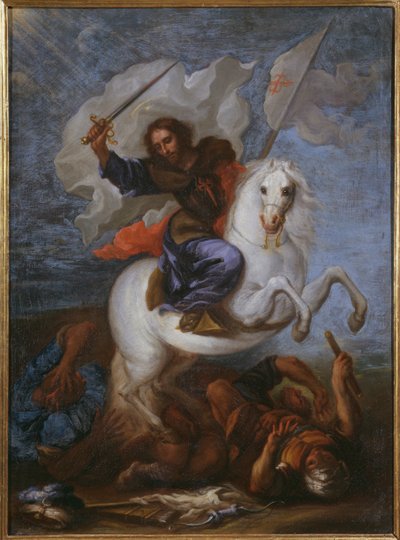 Nagy Szent Jakab a clavijoi csatában alkotó: Spanish School
