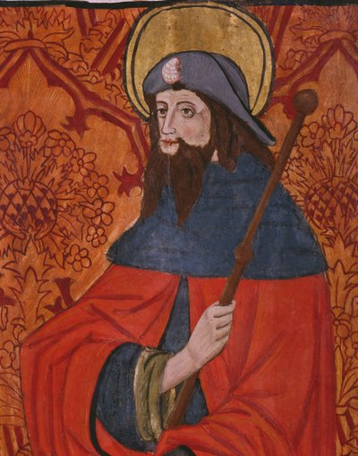 Nagy Szent Jakab, részlet, tábla a San Andres of Tortura templomból, 15. század vége-16. század eleje (festett fa) (lásd még: 345848) alkotó: Spanish School