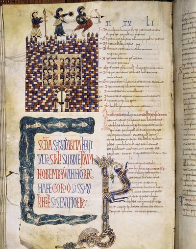 A II. Hispalense-i Zsinat 619-ben, oldal a Glosas Emilianensesből, 992-994 (világított kézirat) alkotó: Spanish School
