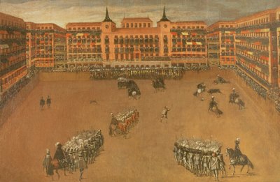 A madridi Fő tér a Nagy Bika Fesztiválja alatt alkotó: Spanish School