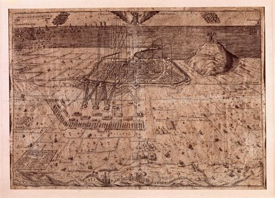 Katalónia felemelése vagy az aratók háborúja (1640-1659), Barcelona főhadiszállása tengeren és szárazföldön IV. Fülöp spanyol csapatai (1605-1665). Metszet 1652. Várostörténeti Múzeum, Barcelona. alkotó: Spanish School