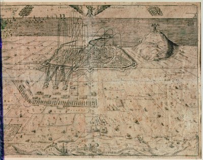 Barcelona városának ostroma IV. Fülöp király csapatai által az 1640-52-es kaszási háború során (metszet) alkotó: Spanish School