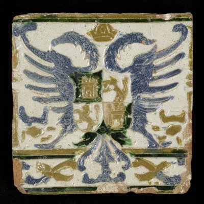 Csempe Leon és Kasztília karjaival, 1525 (cserép) alkotó: Spanish School