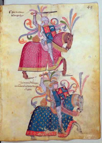 Két lovas a Libro de Los Caballeros de Santiago-ból alkotó: Spanish School