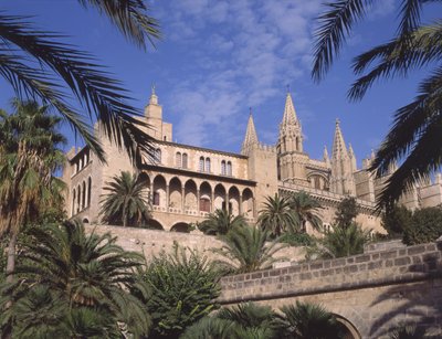 Kilátás a La Almudaina palotára, Palma de Mallorcán alkotó: Spanish School