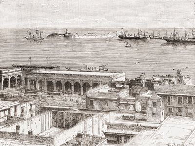 Kilátás Veracruzra és a San Juan de Ulúa erődre, Mexikó alkotó: Spanish School