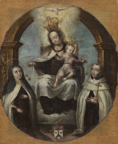 Szűz és gyermek Saint Claire és Szent Domonkos között, 1700 körül alkotó: Spanish School