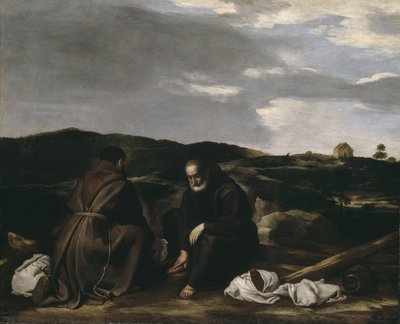 Két szerzetes egy tájban, 1645 körül alkotó: Spanish or Italian School