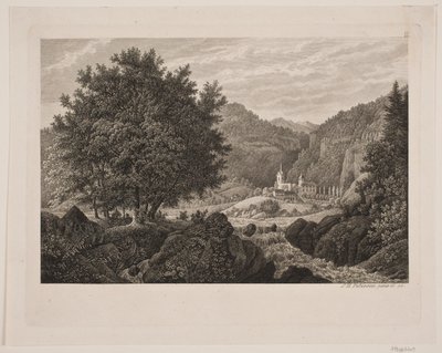 Hegyi táj templommal alkotó: Søren Henrik Petersen