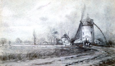 Táj szélmalommal, c1855-1892 alkotó: Stanislas Lepine