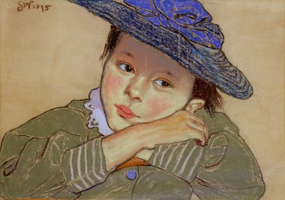 Lány kék kalapban, 1895 (pasztell, papíron) alkotó: Stanislaw Wyspianski