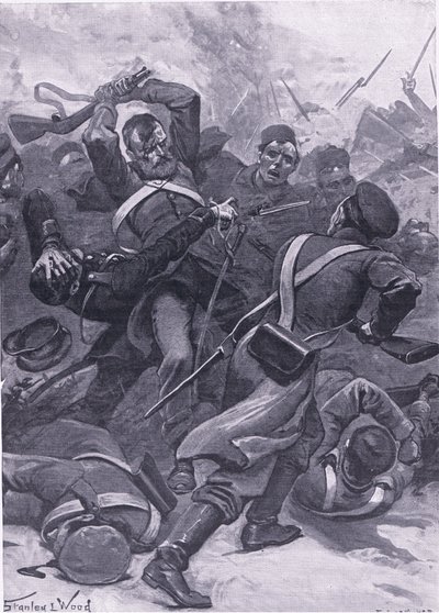 Inkerman: Az 55. (2. határ) ezred az oroszok ellen, illusztráció a brit szárazföldi és tengeri csatákból, 1915 alkotó: Stanley L. Wood