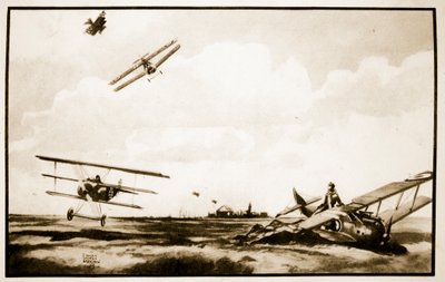 Richthofen halála, illusztráció John Hamilton „Flying Memories” című művéből alkotó: Stanley Orton Bradshaw