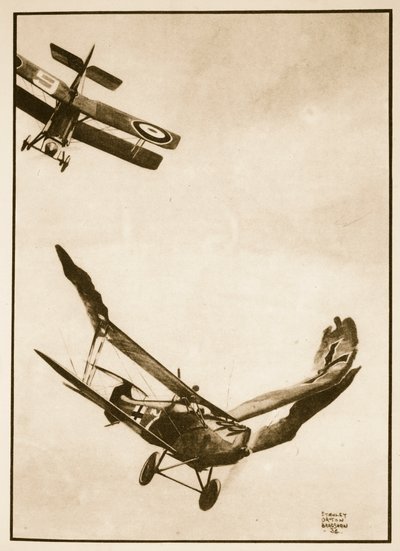 James McCudden utolsó győzelme, illusztráció John Hamilton „Flying Memories” című művéből alkotó: Stanley Orton Bradshaw