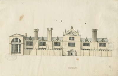Blithfield Hall: színezett tollrajz, és [18. század] (rajz) alkotó: Stebbing Shaw