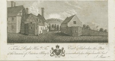 Burton-upon-Trent Abbey: metszet, nd [c1795] (nyomtatott) alkotó: Stebbing Shaw