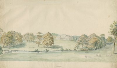 Canwell Hall: színezett ceruzarajz, nd [1762-1802]] alkotó: Stebbing Shaw
