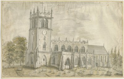 Eccleshall templom: vízfestmény, nd [1762-1802] alkotó: Stebbing Shaw