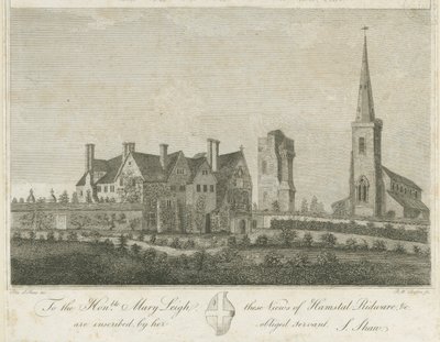 Hamstall Ridware – Templom és kastély: metszet, nd [1762-1802] alkotó: Stebbing Shaw