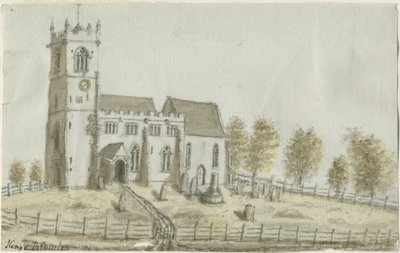 Kings Bromley Church: akvarell festészet, és [c 1796] alkotó: Stebbing Shaw