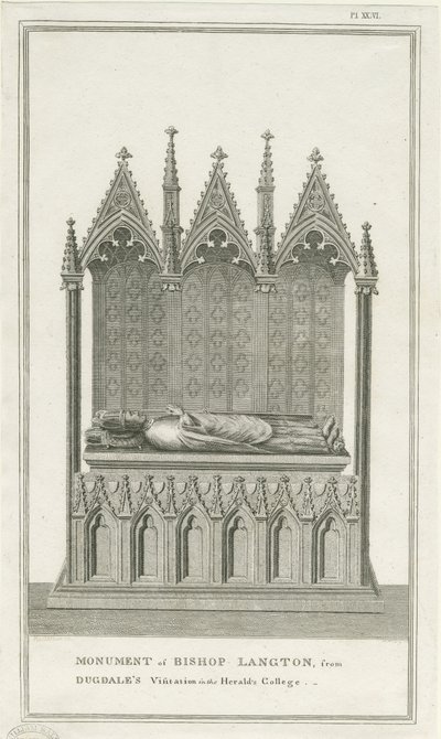 Lichfield katedrális – Langton püspök emlékműve: metszet, nd [1762-1798] (nyomtatás) alkotó: Stebbing Shaw