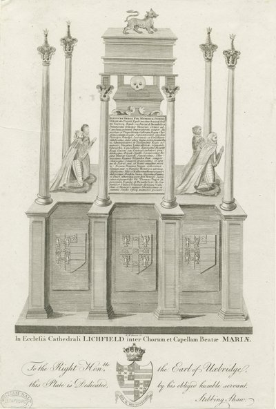 Lichfield katedrális – William Paget sírja: metszet, nd [1762-1798] (nyomtatott) alkotó: Stebbing Shaw