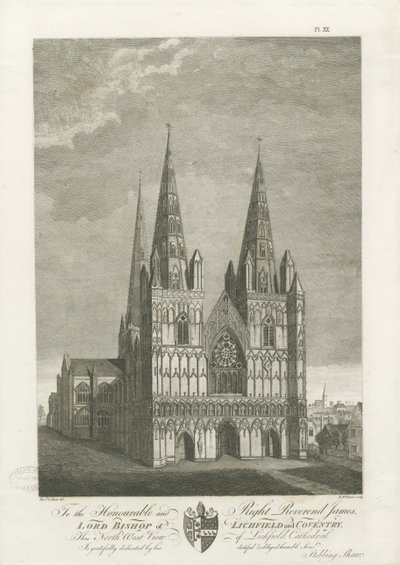 Lichfield katedrális – nyugati front: metszet, nd [1762-1802] (nyomtatott) alkotó: Stebbing Shaw