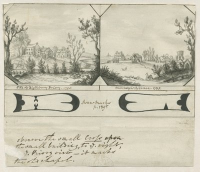 Mavesyn Ridware – Blythbury Priory helye: indiai tusrajz, 1795 alkotó: Stebbing Shaw