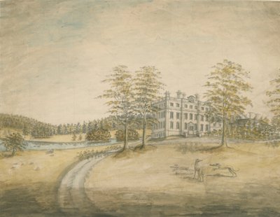 Swinfen Hall: akvarell festészet, és [c 1762-1798] alkotó: Stebbing Shaw