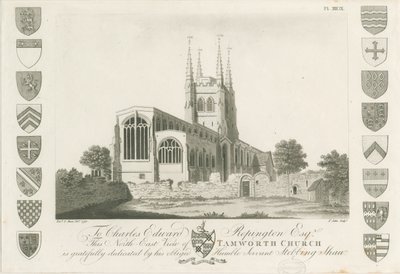 Tamworth templom: akvatinta metszet, 1792 alkotó: Stebbing Shaw