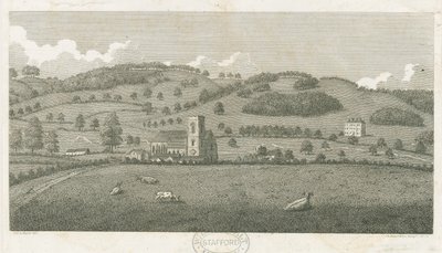 Wolseley - Colwich templom és Oakedge ház: metszet alkotó: Stebbing Shaw