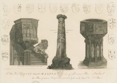 Wolverhampton - Szószék, oszlop és betűtípus a Szent Péter-templomban: metszet, nd [c 1798] (nyomtatás) alkotó: Stebbing Shaw