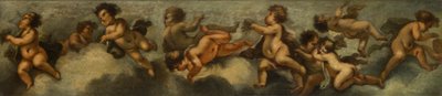 Putti disporting, 1655-72 körül (üvegvédelemmel ellátott vászonra fektetett papír) alkotó: Stefano (after) Magnasco