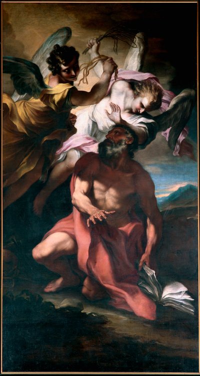Szent Jeromos flagella angyaloktól Stefano Maria Legnani (il Legnanino) festménye (1660-1715) Gének, San Girolamo templom alkotó: Stefano Maria Legnani