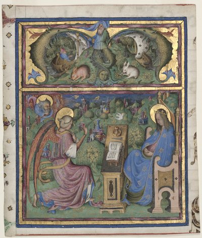 Initial M[issus est] Antiphonaryból kivágva: Az Angyali üdvözlet alkotó: Stefano da Verona