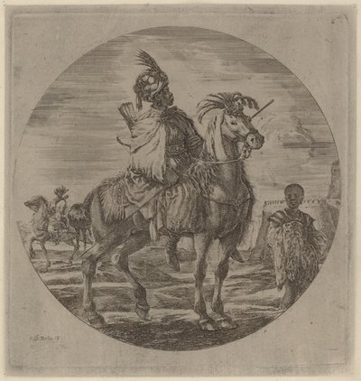 Egy fekete lovas. alkotó: Stefano della Bella